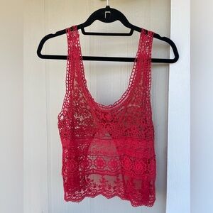 Kimchi Blue Open Back Lace Tank from Urban Outfitters - Red